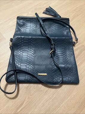 GiGi New York Navy Textured Crossbody with Tassel
